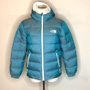 The North Face Girls Hyalite Reversible 550 Down Hooded Jacket